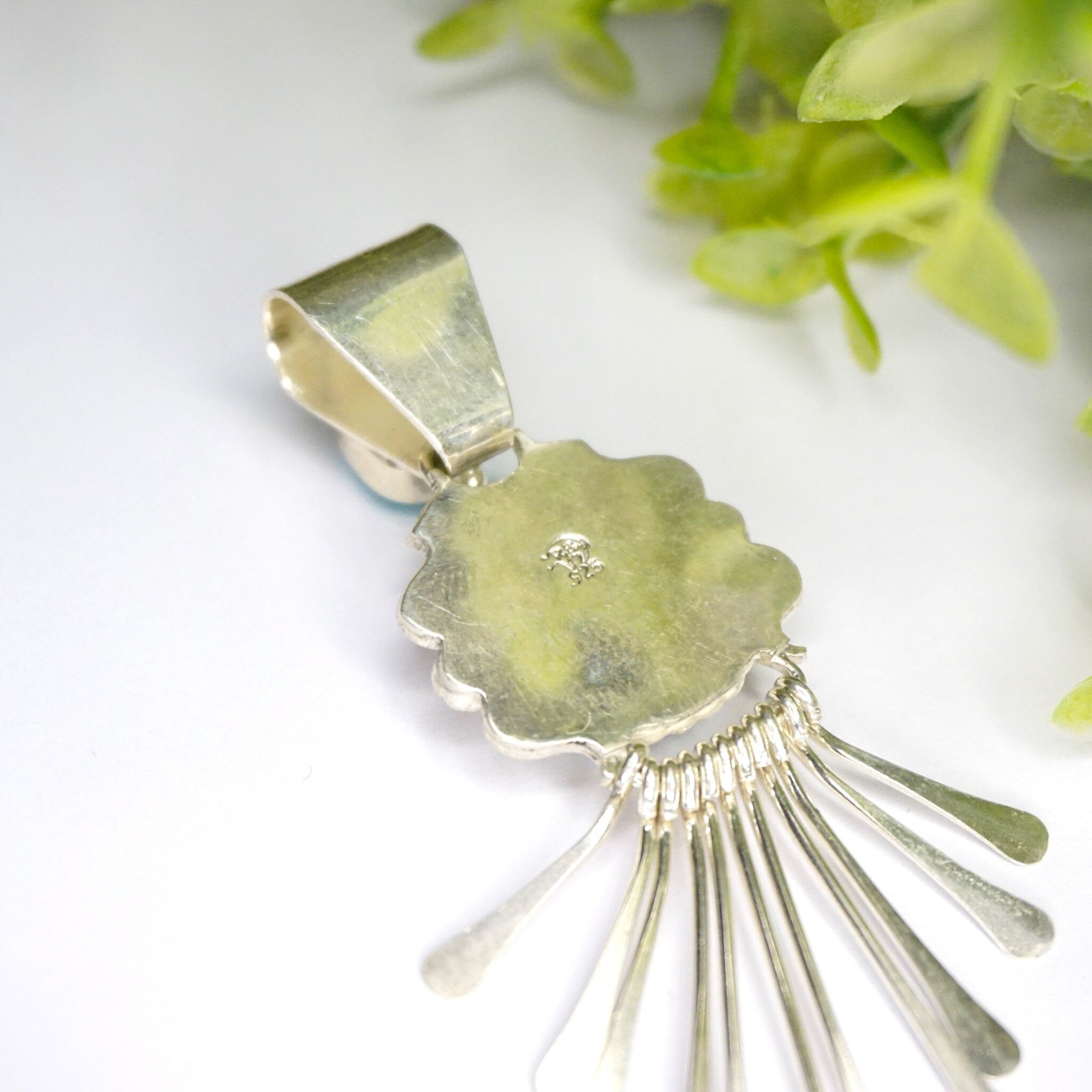 Vintage Native American Sterling Silver Turquoise Pendant, Light Blue Turquoise Pendant With Silver Details, RB 925 Turquoise Pendant