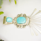 Vintage Native American Sterling Silver Turquoise Pendant, Light Blue Turquoise Pendant With Silver Details, RB 925 Turquoise Pendant