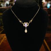 Vintage Van Dell 12K Gold Filled Opal Choker Necklace, Beautiful Dragons Breath Art Glass Necklace, Opalescent Stone Choker With Gold Leafs