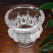 Vintage Lalique France Dampierre Crystal Vase With Sparrows, Beautiful Frosted Lalique Glass Pedestal Vase, Marc Lalique, Made in France
