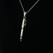 Vintage Silver Fountain Pen Pendant, Unique Silver Stylus Pendant, Miniature Dip Pen Necklace Pendant, 925 Jewelry