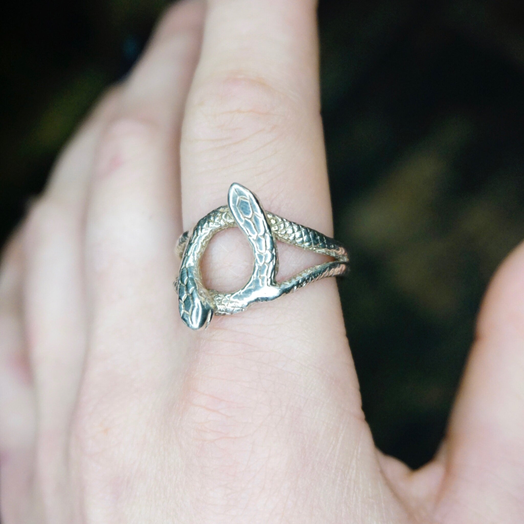 Vintage Sterling Silver Cobra Ring, Large Silver Snake Ring, Silver Cut Out Ring With Two Snake Heads, Silver Thumb Ring, 925 Jewelry