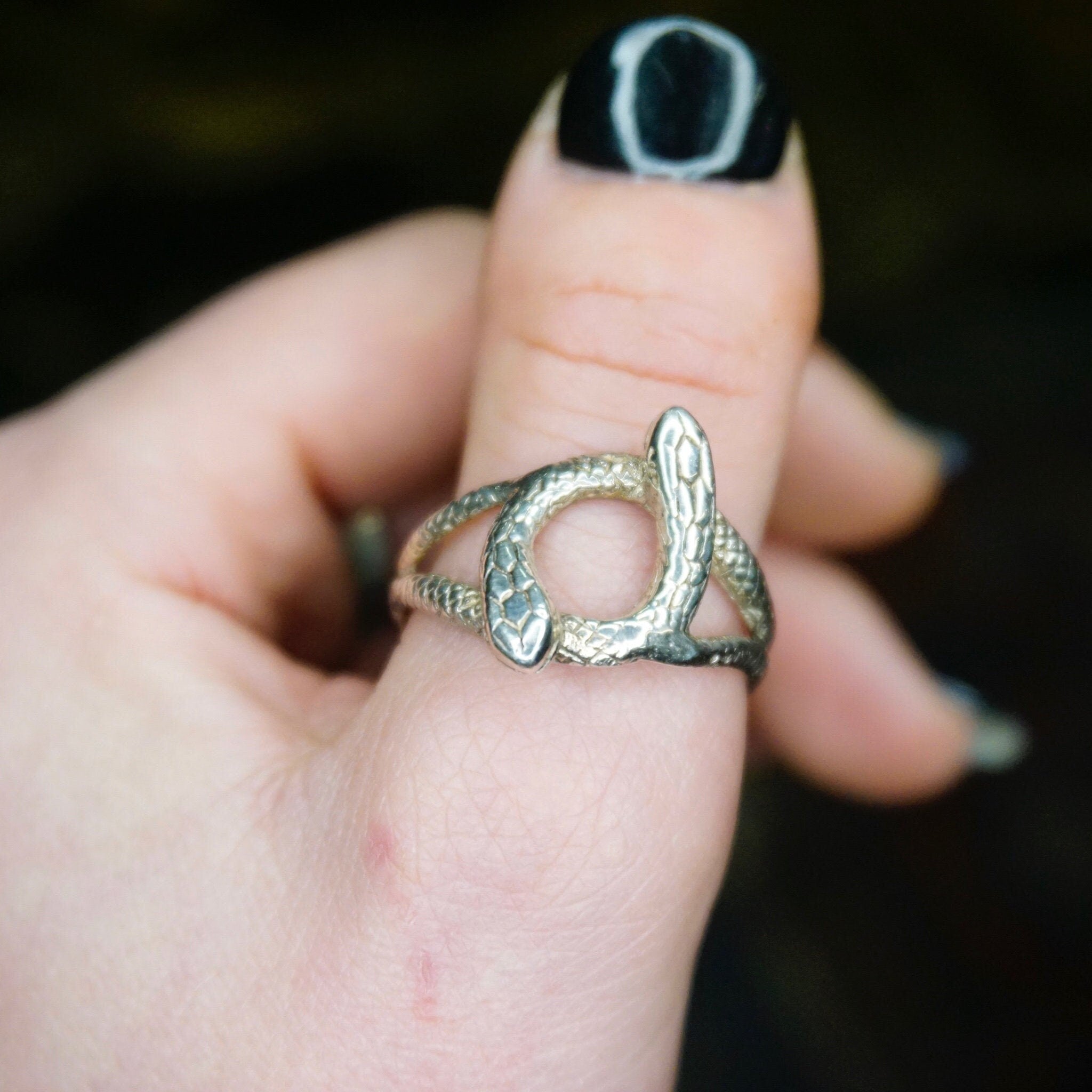 Vintage Sterling Silver Cobra Ring, Large Silver Snake Ring, Silver Cut Out Ring With Two Snake Heads, Silver Thumb Ring, 925 Jewelry