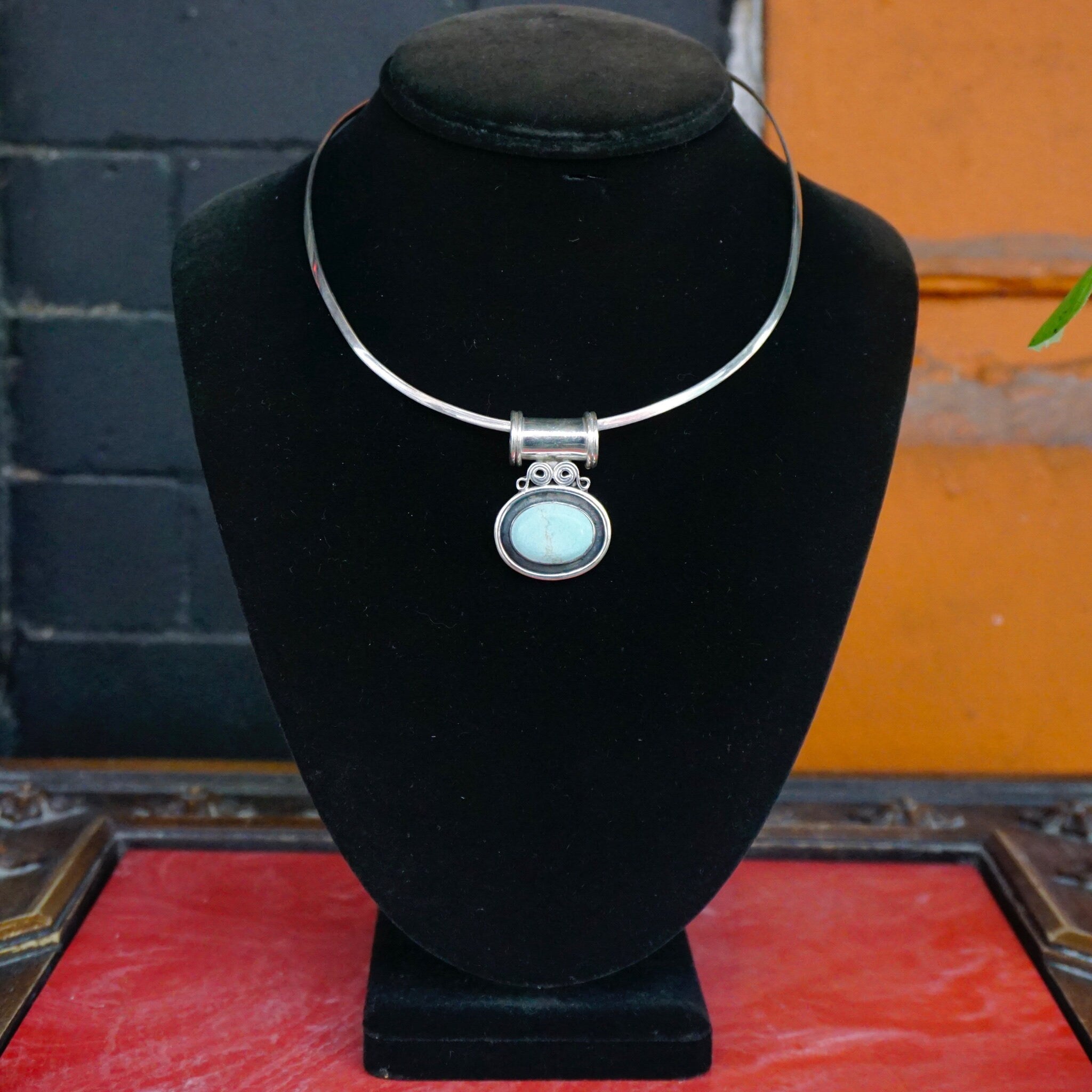 Vintage Turquoise Sterling Silver Pendant, Unique Silver Pendant With Light Blue Turquoise Stone, Natural Turquoise Pendant, 925 Jewelry