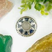 Vintage Taxco Silver Mayan Sun Pendant/Brooch, Aztec Pendant With Blue Stones and Silver Sun Rays, Mayan Sun God Brooch, Mex 925 Jewelry