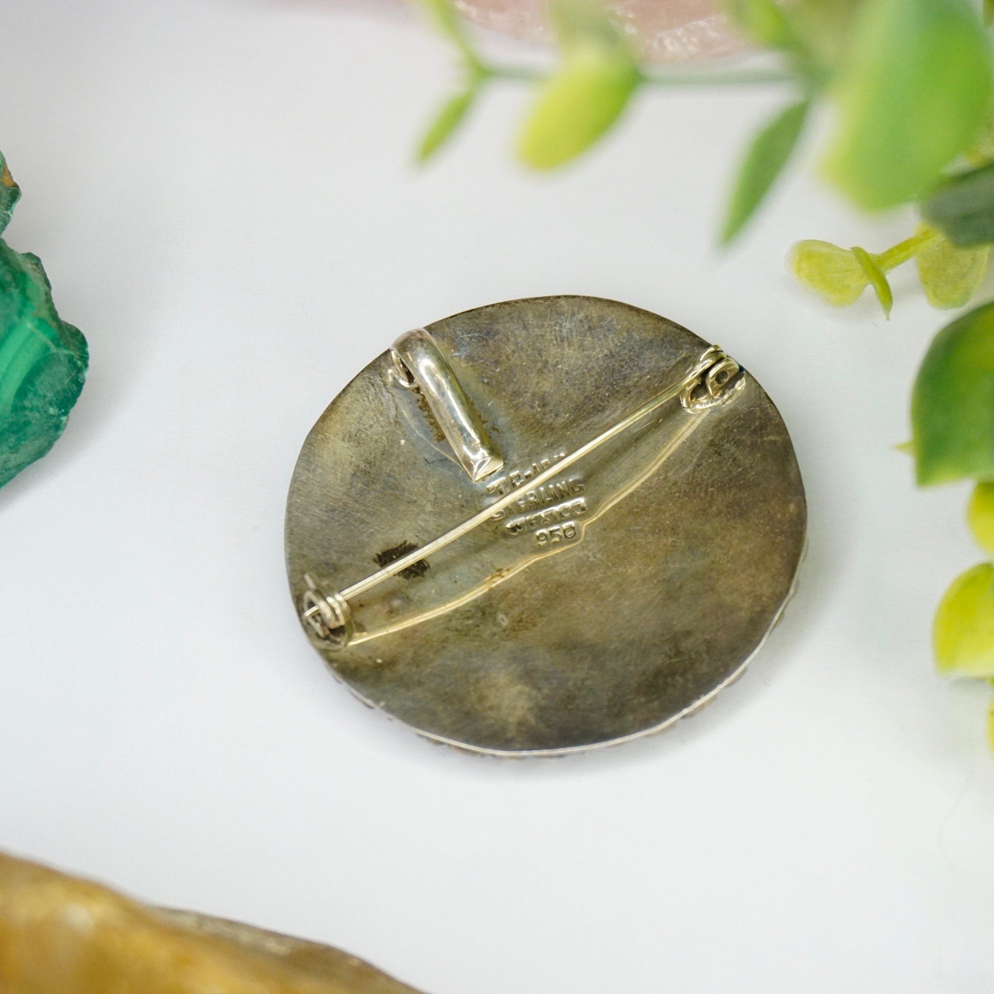 Vintage Taxco Silver Mayan Sun Pendant/Brooch, Aztec Pendant With Blue Stones and Silver Sun Rays, Mayan Sun God Brooch, Mex 925 Jewelry