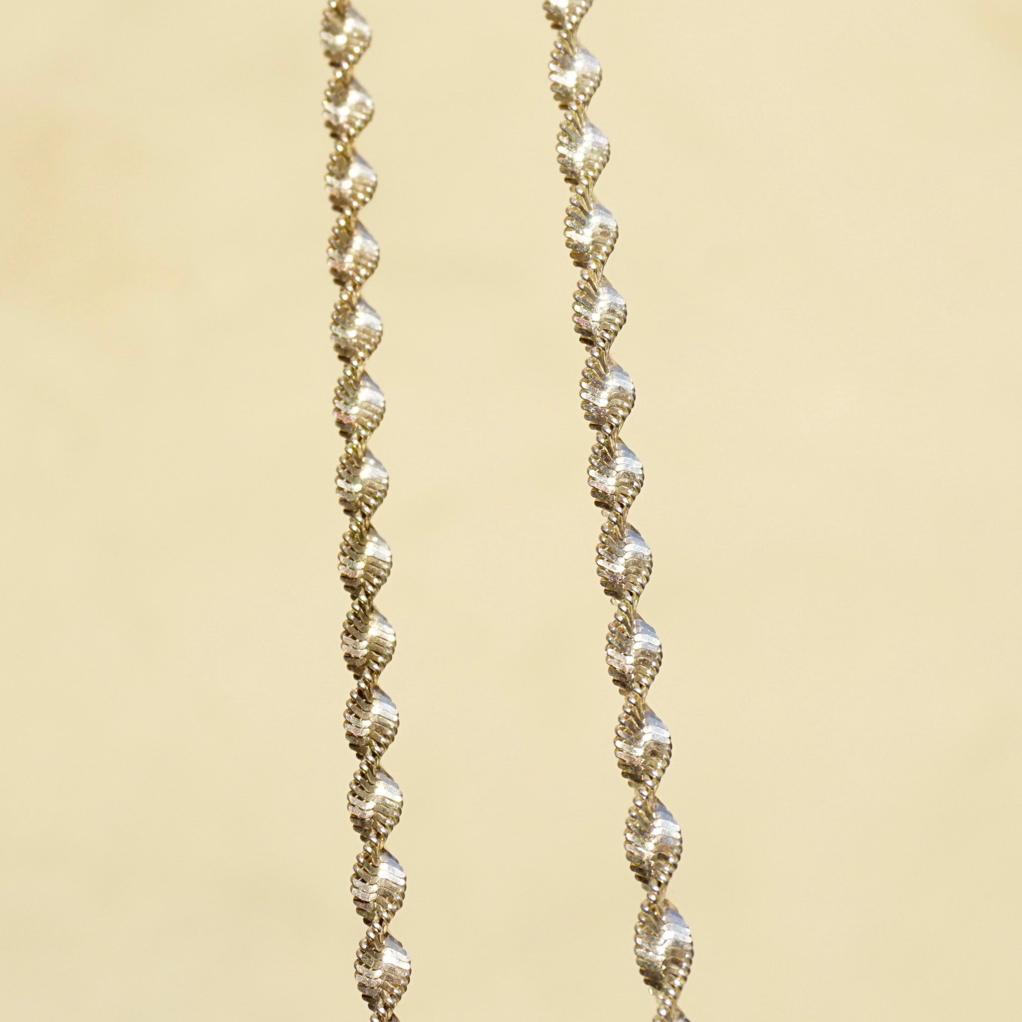 Vintage Sterling Silver Twisted Rope Chain Necklace, Beautiful Italian Silver Chain Necklace, 18 Inch Twisted Rope Chain, PREX Italy 925