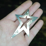 Vintage Sterling Silver Star Pendant, Large Silver Cut Out Star Pendant, Taxco 925 Star Pendant, Made In Mexico