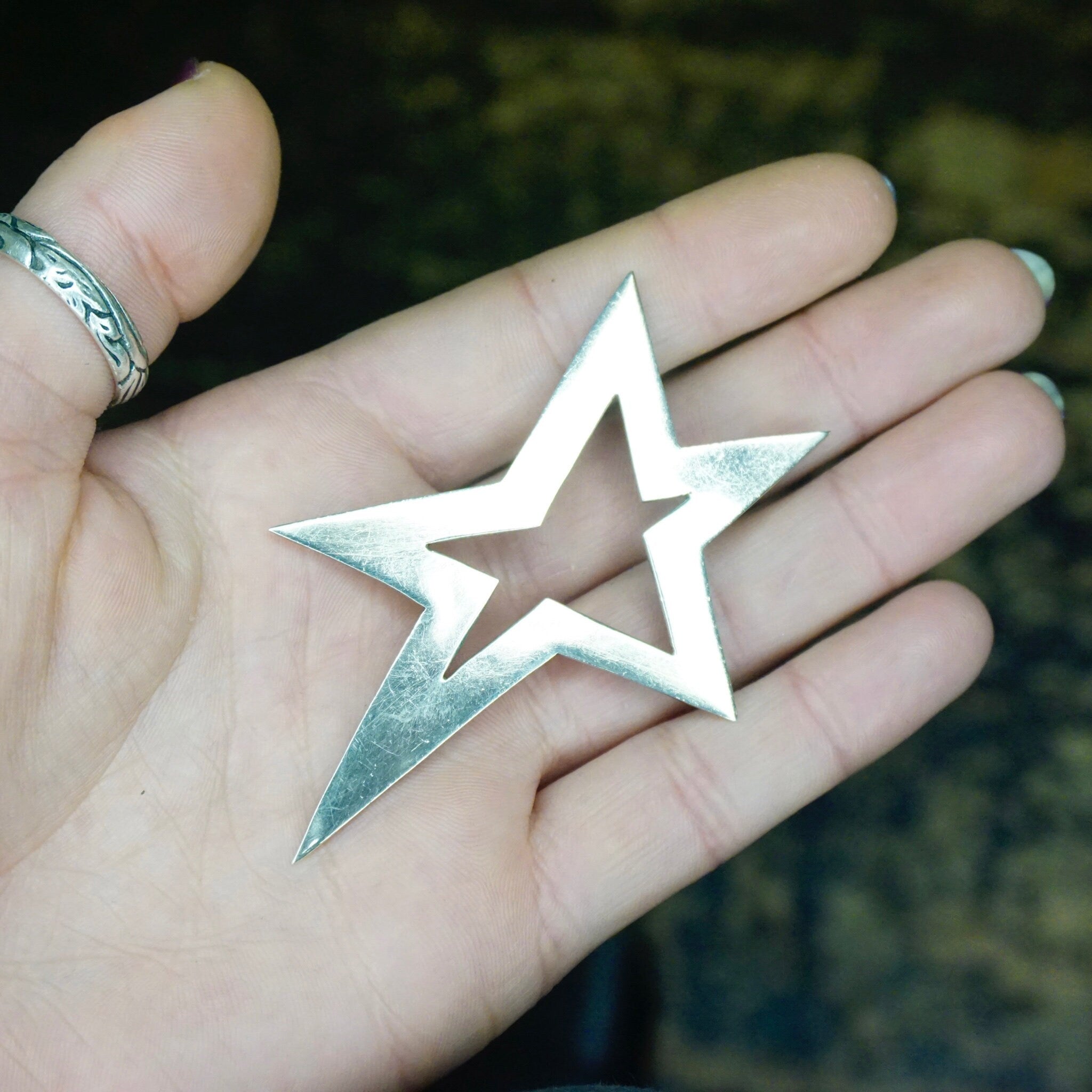 Vintage Sterling Silver Star Pendant, Large Silver Cut Out Star Pendant, Taxco 925 Star Pendant, Made In Mexico
