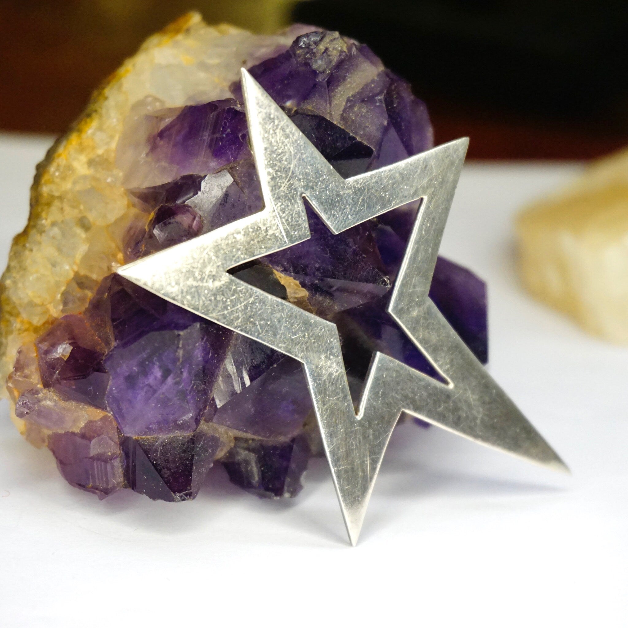 Vintage Sterling Silver Star Pendant, Large Silver Cut Out Star Pendant, Taxco 925 Star Pendant, Made In Mexico