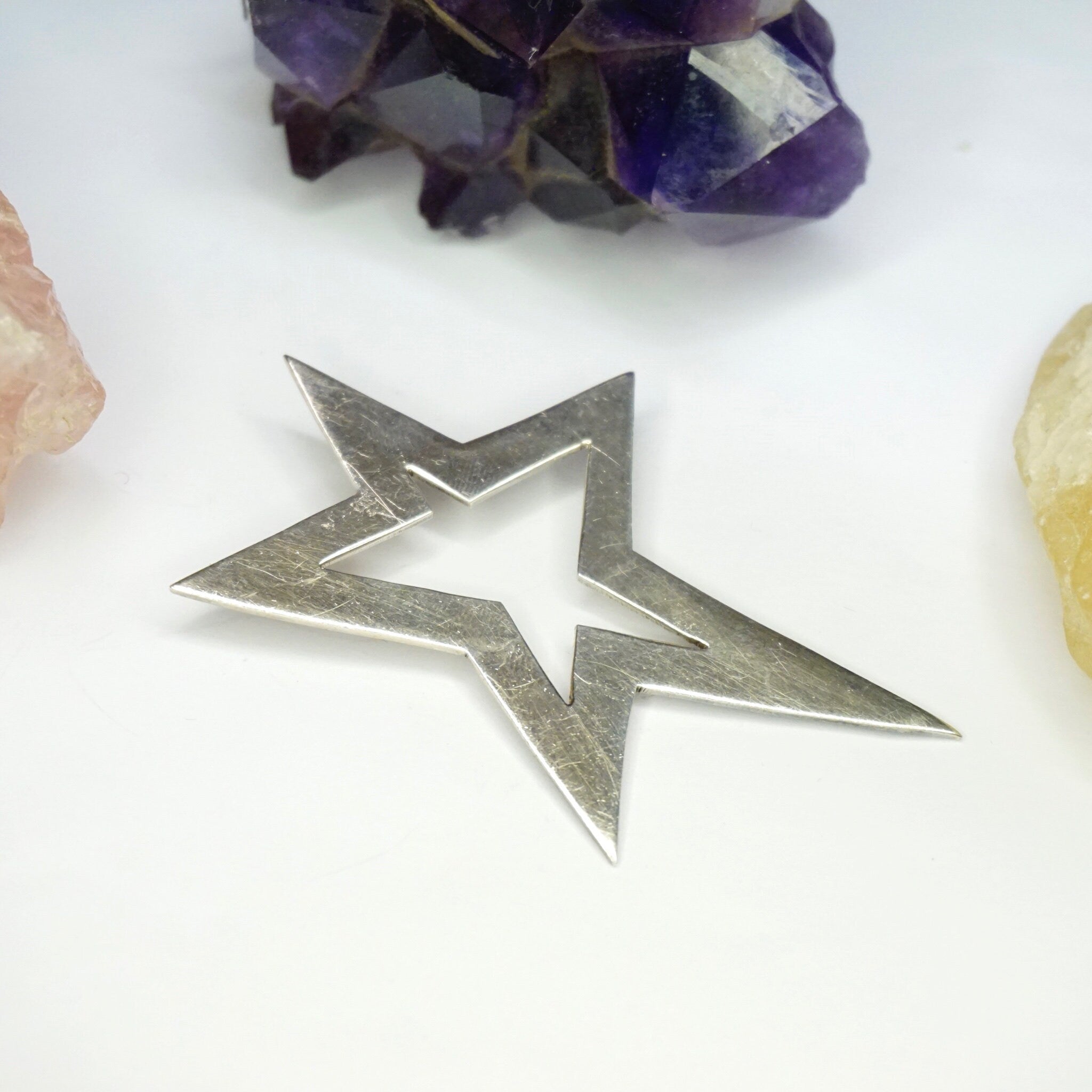 Vintage Sterling Silver Star Pendant, Large Silver Cut Out Star Pendant, Taxco 925 Star Pendant, Made In Mexico