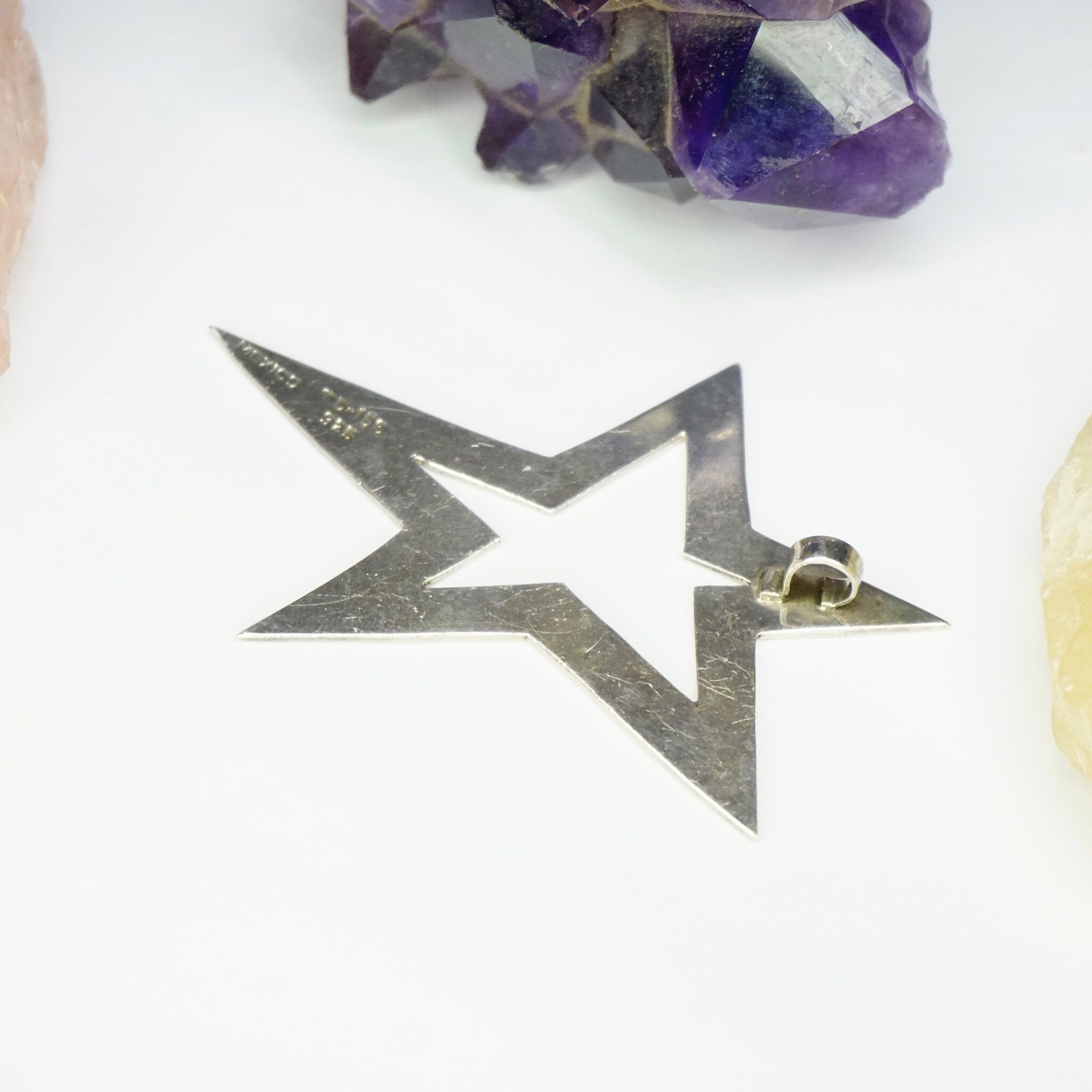 Vintage Sterling Silver Star Pendant, Large Silver Cut Out Star Pendant, Taxco 925 Star Pendant, Made In Mexico