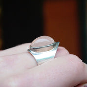 Vintage Sterling Silver Rose Quartz Ring, WWL Sterling Ring With Pink Stone, Adjustable Silver Wrap Ring With Rose Quartz Stone, 925 Jewelry