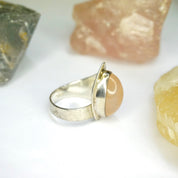 Vintage Sterling Silver Rose Quartz Ring, WWL Sterling Ring With Pink Stone, Adjustable Silver Wrap Ring With Rose Quartz Stone, 925 Jewelry
