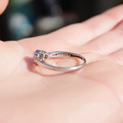 Vintage 14K White Gold Synthetic Sapphire & Diamond Ring, Beautiful Engagement Ring With Pear Cut Sapphire Stone and Accent Diamonds