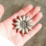 Vintage Sterling Silver Flower Pendant/Brooch, Beautiful Silver Flower Pendant, Embossed Sterling Silver Flower Brooch, MWS 925 Mexico