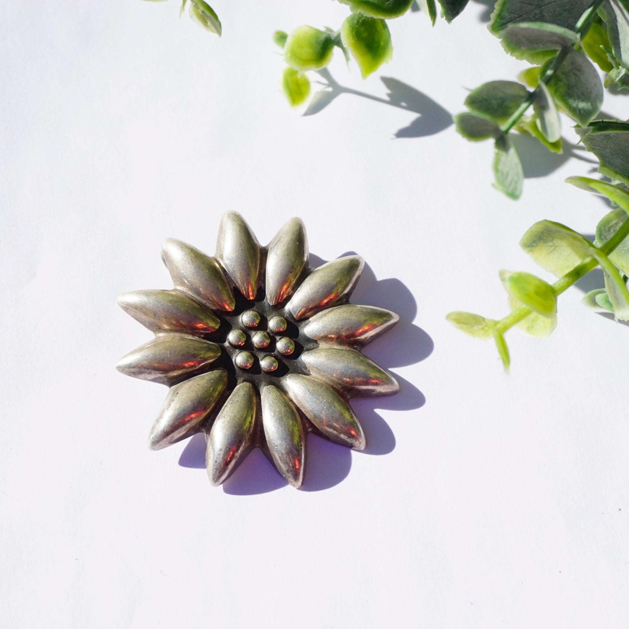 Vintage Sterling Silver Flower Pendant/Brooch, Beautiful Silver Flower Pendant, Embossed Sterling Silver Flower Brooch, MWS 925 Mexico