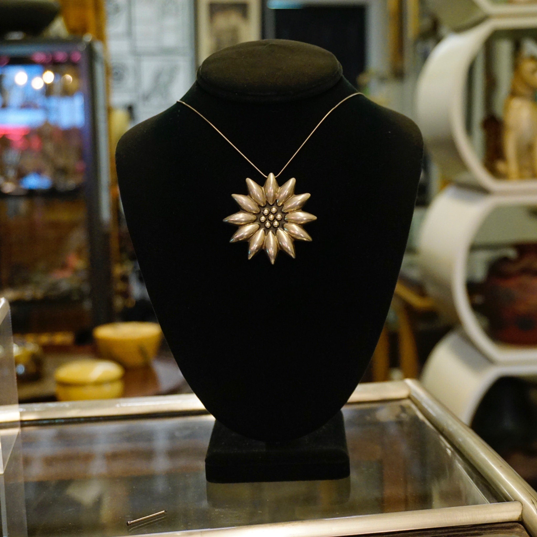 Vintage Sterling Silver Flower Pendant/Brooch, Beautiful Silver Flower Pendant, Embossed Sterling Silver Flower Brooch, MWS 925 Mexico