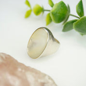 Vintage Sterling Silver Mother Of Pearl Ring, Beautiful Iridescent Silver Ring With Mother of Pearl, Unisex Ring, Silver Ring, 925 Jewelry