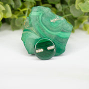 Vintage 14k Gold Diamond Malachite Barrette/Clip, Small Circle Malachite Pin With Diamond Accents and Gold Setting, Green Diamond Clip