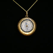 Vintage 10K Gold Compass, Victorian Compass Pendant With Gold Setting, Small Gold Compass With Hammered Details, 10K Gold Nugget Compass