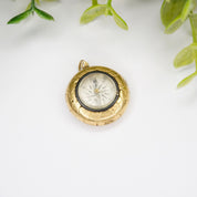 Vintage 10K Gold Compass, Victorian Compass Pendant With Gold Setting, Small Gold Compass With Hammered Details, 10K Gold Nugget Compass