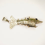 Vintage Articulated Silver Fish Pendant, Mexican Alpaca Silver Fish Necklace Pendant, Unique Silver Pendant With Moveable Parts