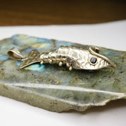Vintage Articulated Silver Fish Pendant, Mexican Alpaca Silver Fish Necklace Pendant, Unique Silver Pendant With Moveable Parts