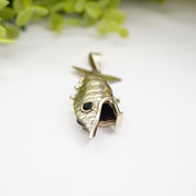 Vintage Articulated Silver Fish Pendant, Mexican Alpaca Silver Fish Necklace Pendant, Unique Silver Pendant With Moveable Parts