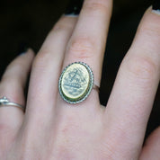 Vintage Sterling Silver Scrimshaw Ring, Carved Ship Ring With Woven Silver, Adjustable Sterling Silver Ring, Scrimshaw Jewelry, 925