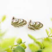 Vintage Sterling Silver 18K Gold Clip On Earrings, Signed Pazia Sterling 18K Earrings, Abstract Silver Earrings With Gold Details, 925