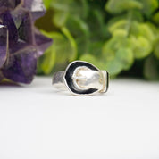 Vintage Sterling Silver Belt Buckle Ring, Petite Silver and Black Belt Buckle Ring, JCM 925 Buckle Ring, Funky Silver Ring, 925 Jewelry