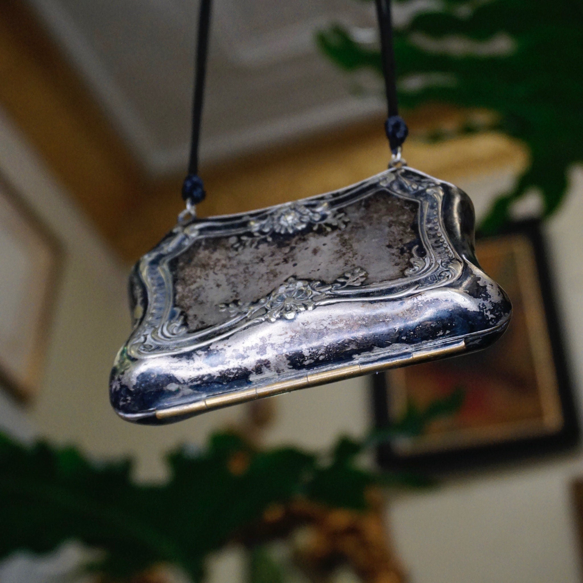 Vintage German Sterling Silver Coin Purse, Art Nouveau Silver Dance Purse, Small Sterling Silver Purse With Embossed Floral Details, 925
