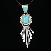 Vintage Native American Sterling Silver Turquoise Pendant, Light Blue Turquoise Pendant With Silver Details, RB 925 Turquoise Pendant