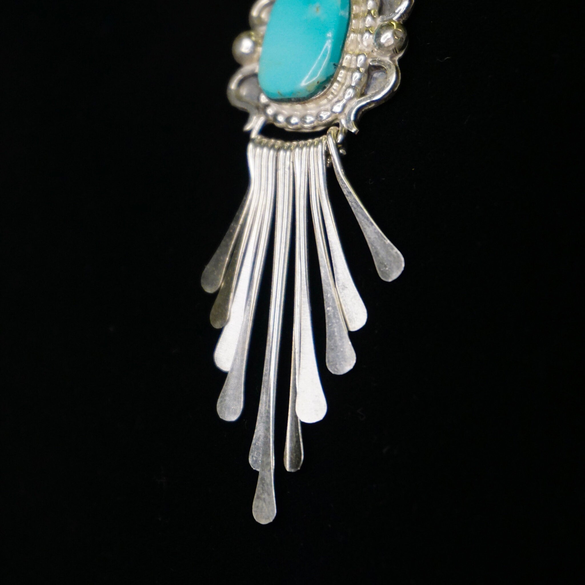 Vintage Native American Sterling Silver Turquoise Pendant, Light Blue Turquoise Pendant With Silver Details, RB 925 Turquoise Pendant