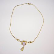 Vintage Van Dell 12K Gold Filled Opal Choker Necklace, Beautiful Dragons Breath Art Glass Necklace, Opalescent Stone Choker With Gold Leafs