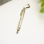 Vintage Silver Fountain Pen Pendant, Unique Silver Stylus Pendant, Miniature Dip Pen Necklace Pendant, 925 Jewelry