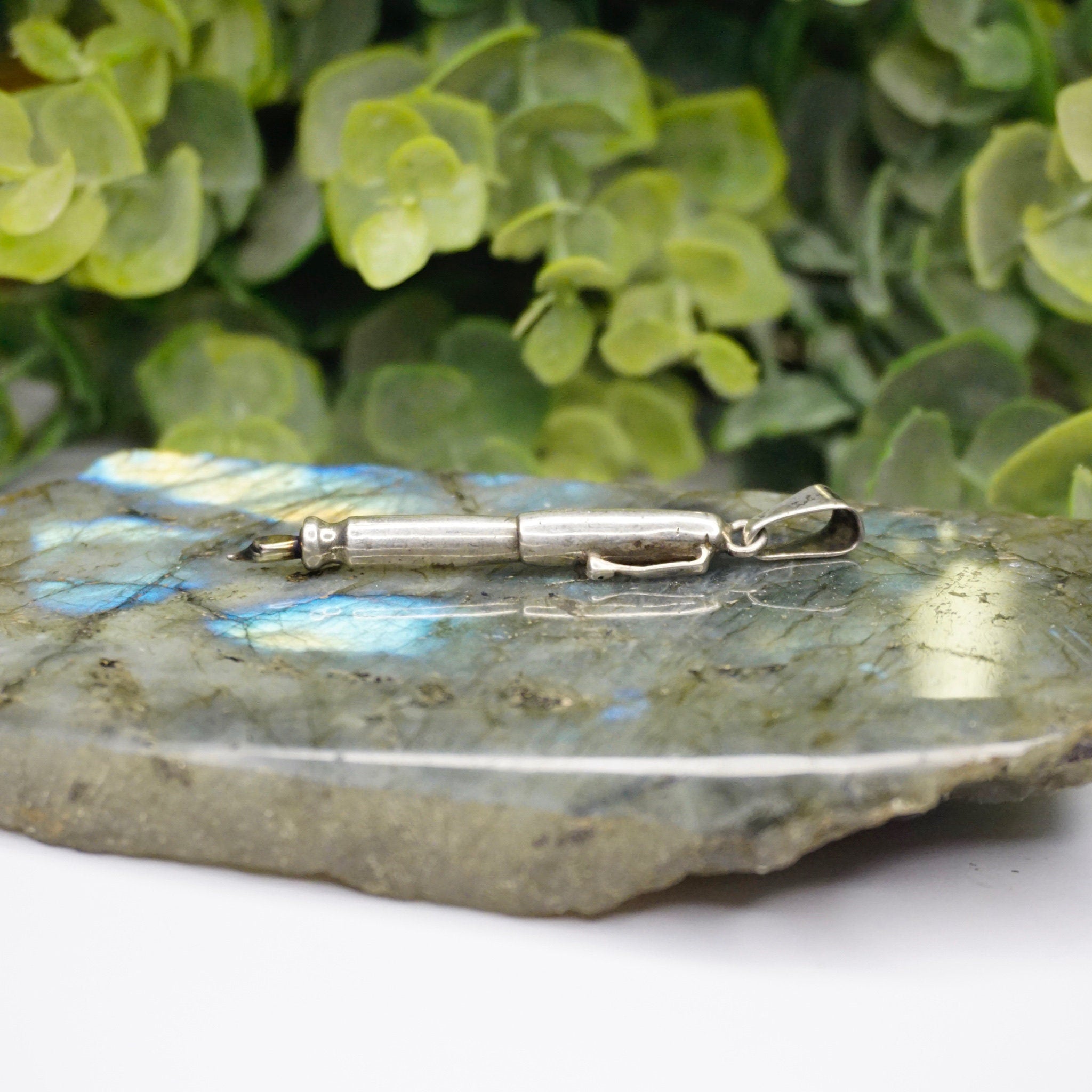Vintage Silver Fountain Pen Pendant, Unique Silver Stylus Pendant, Miniature Dip Pen Necklace Pendant, 925 Jewelry