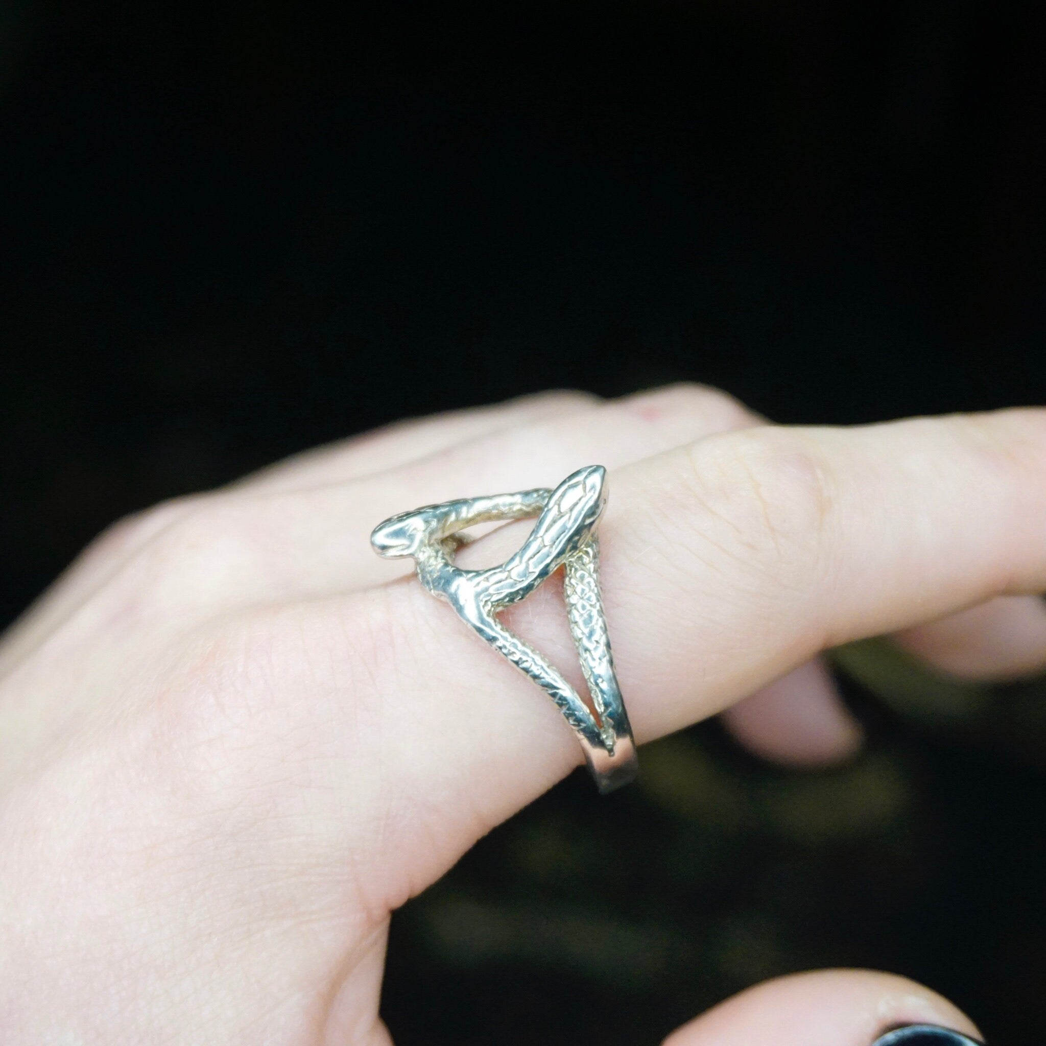 Vintage Sterling Silver Cobra Ring, Large Silver Snake Ring, Silver Cut Out Ring With Two Snake Heads, Silver Thumb Ring, 925 Jewelry
