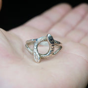 Vintage Sterling Silver Cobra Ring, Large Silver Snake Ring, Silver Cut Out Ring With Two Snake Heads, Silver Thumb Ring, 925 Jewelry