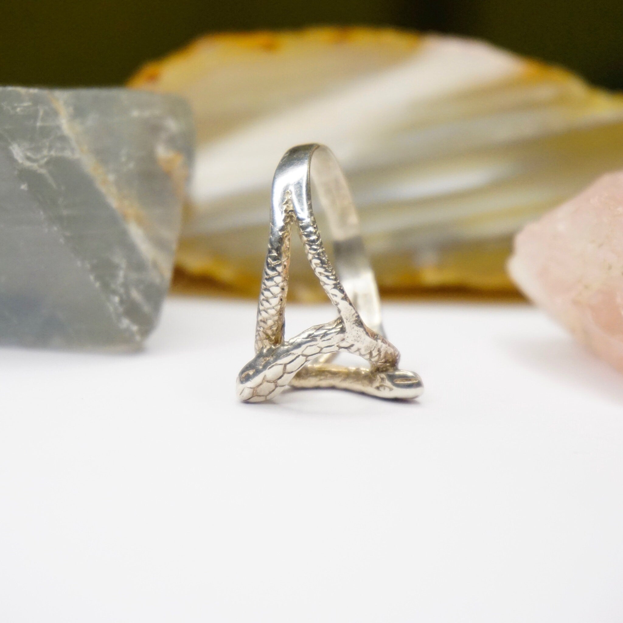 Vintage Sterling Silver Cobra Ring, Large Silver Snake Ring, Silver Cut Out Ring With Two Snake Heads, Silver Thumb Ring, 925 Jewelry