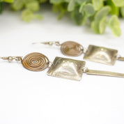 Vintage Silver Dangle Earrings, Abstract Silver Earrings With Swirl Design, Long Silver Earrings With Hammered Details, Statement Jewelry