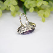 Vintage Amethyst And Marcasite Sterling Silver Ring, Art Deco Ring With Oval Cut Amethyst And Accent Marcasite Stones, 925 Jewelry