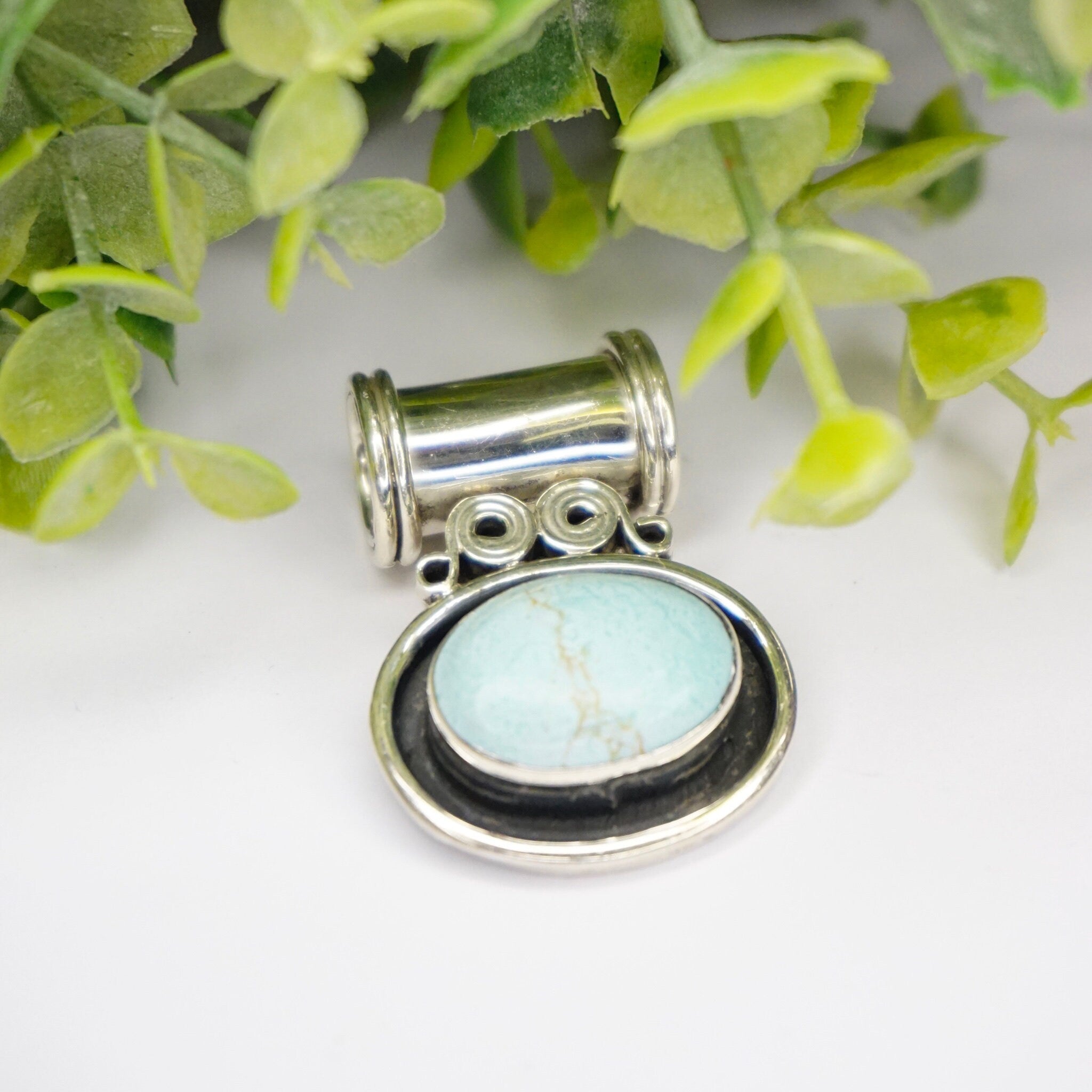 Vintage Turquoise Sterling Silver Pendant, Unique Silver Pendant With Light Blue Turquoise Stone, Natural Turquoise Pendant, 925 Jewelry