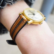 Vintage Kronatron Electra Lady Liberty Wrist Watch, Men's Wind-Up Watch With Leather Band, Working Kronatron Watch With Lady Liberty Face