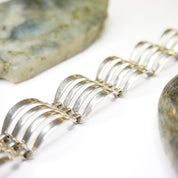 Vintage Silver Link Bracelet, Modernist Silver Cut Out Bracelet, Unique Silver Link Bracelet With Cut Out Details, Minimalist Jewelry