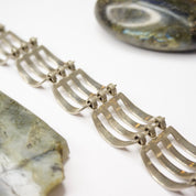 Vintage Silver Link Bracelet, Modernist Silver Cut Out Bracelet, Unique Silver Link Bracelet With Cut Out Details, Minimalist Jewelry