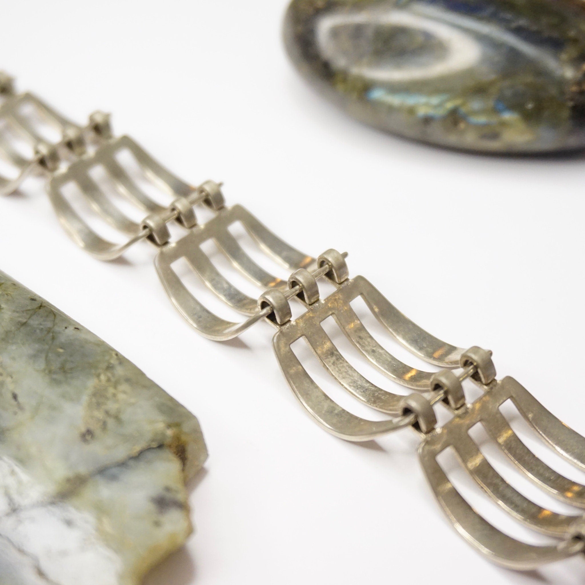 Vintage Silver Link Bracelet, Modernist Silver Cut Out Bracelet, Unique Silver Link Bracelet With Cut Out Details, Minimalist Jewelry