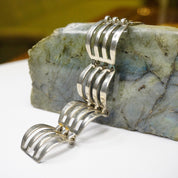 Vintage Silver Link Bracelet, Modernist Silver Cut Out Bracelet, Unique Silver Link Bracelet With Cut Out Details, Minimalist Jewelry