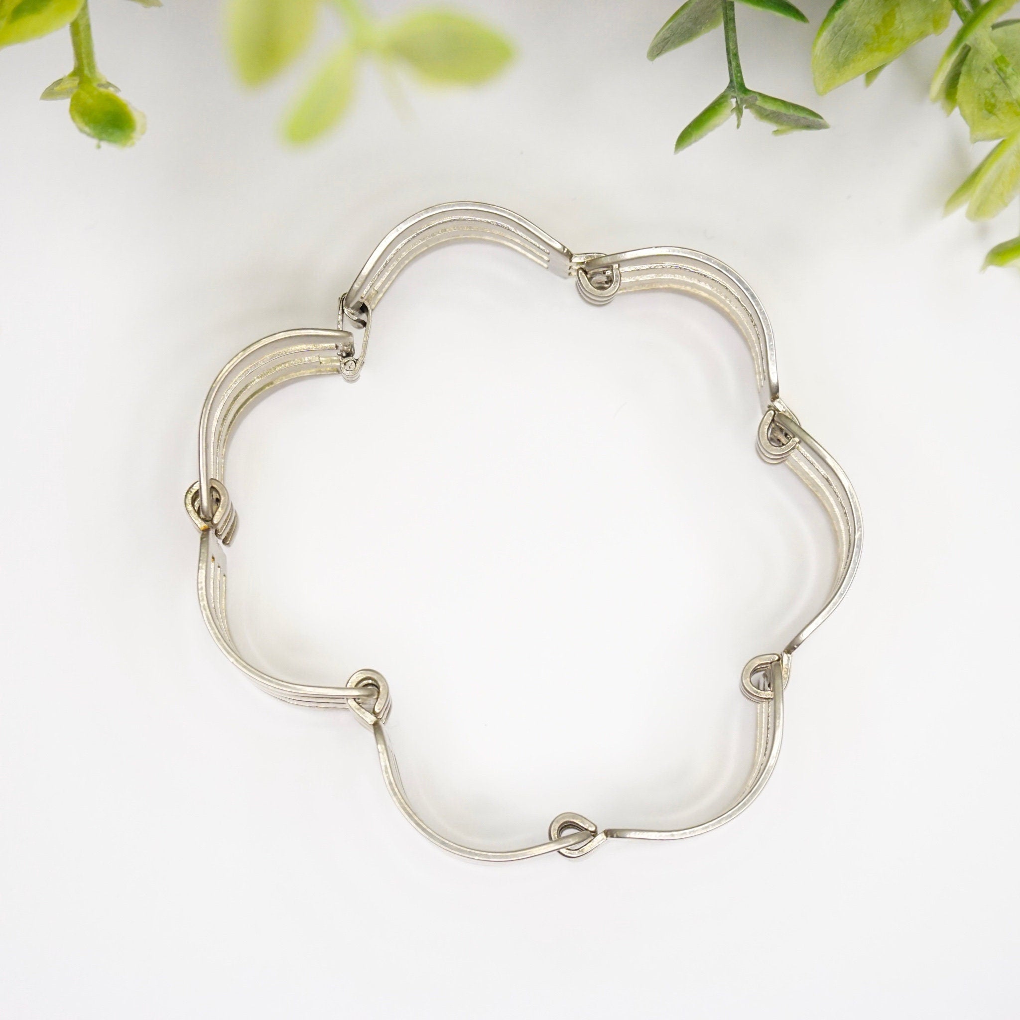 Vintage Silver Link Bracelet, Modernist Silver Cut Out Bracelet, Unique Silver Link Bracelet With Cut Out Details, Minimalist Jewelry